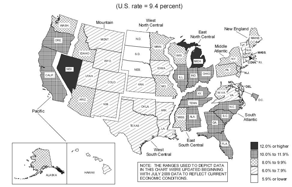 visual unemployment july 2009