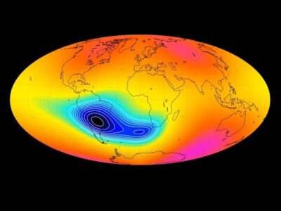 The South Atlantic Anomaly has been captured by the Swarm satellite constellation e1647892713536