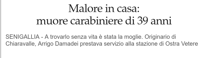 Screenshot 2022 04 06 at 13 49 46 Malore in casa muore carabiniere di 39 anni