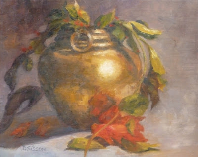 Debra Sisson Brass urn oil painting